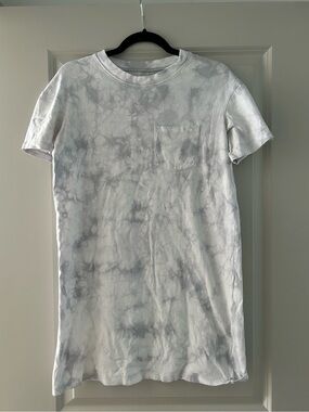 Madewell Gray White Tie Dye T-Shirt Dress Size Small
